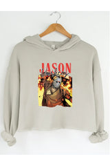 Horror Movie Michael and Jason Heart Hands Crop Hoodie  For Women