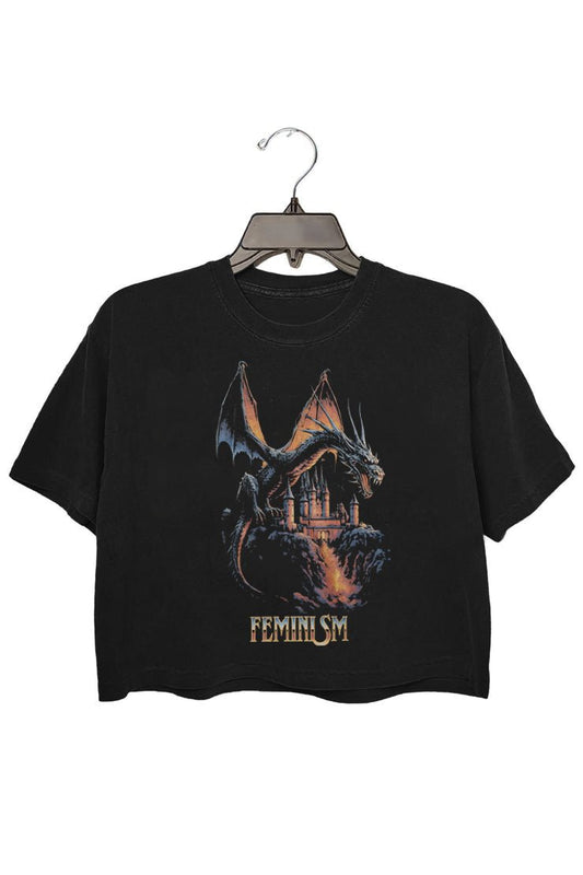 Feminism Dragon Fantasy Crop Top For Women