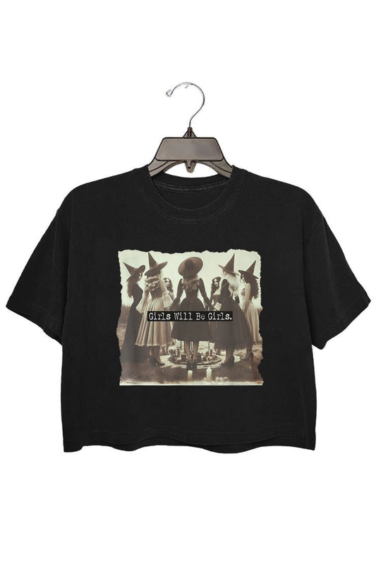 Girls Will Be Girls Halloween Witch Shirt Women Midsummer Witches Gather Graphic T Shirt Casual Halloween Party Tee Tops