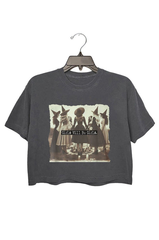 Girls Will Be Girls Halloween Witch Shirt Women Midsummer Witches Gather Graphic T Shirt Casual Halloween Party Tee Tops