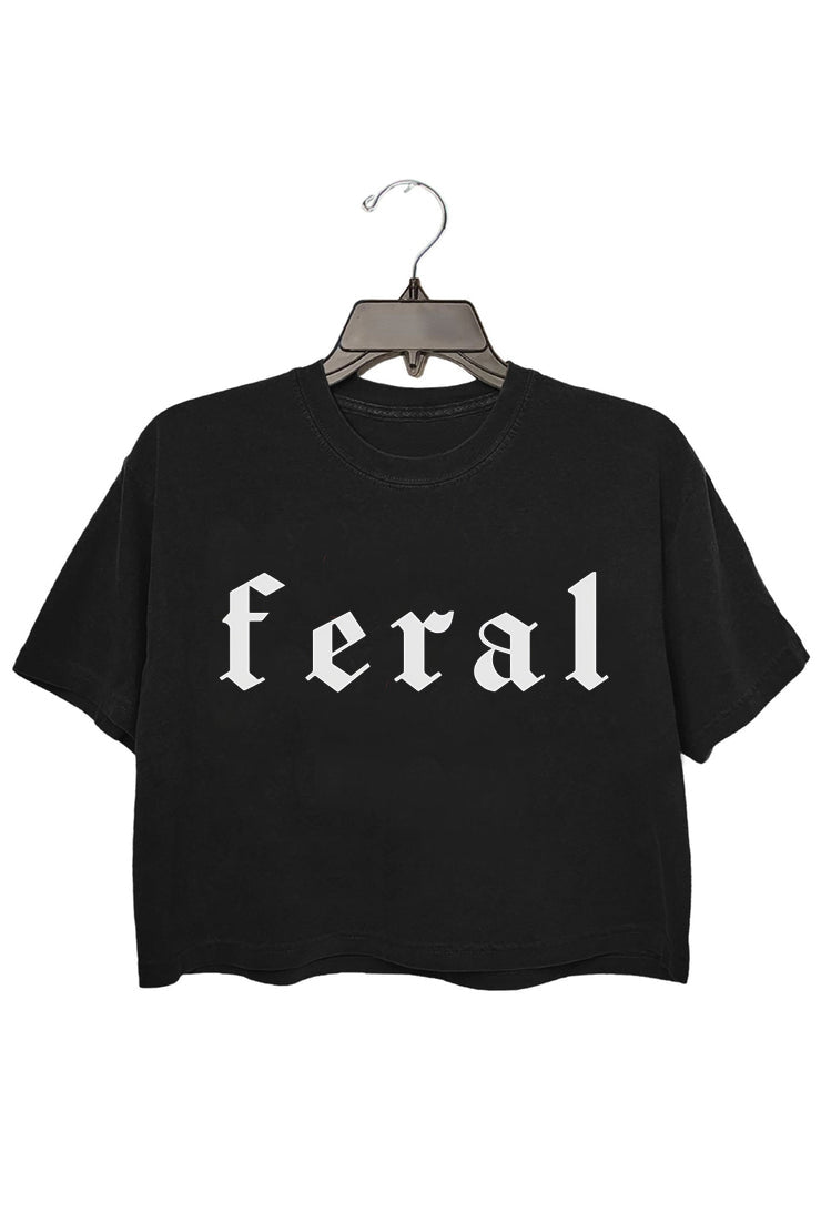Feral gothic font Crop Top For Women