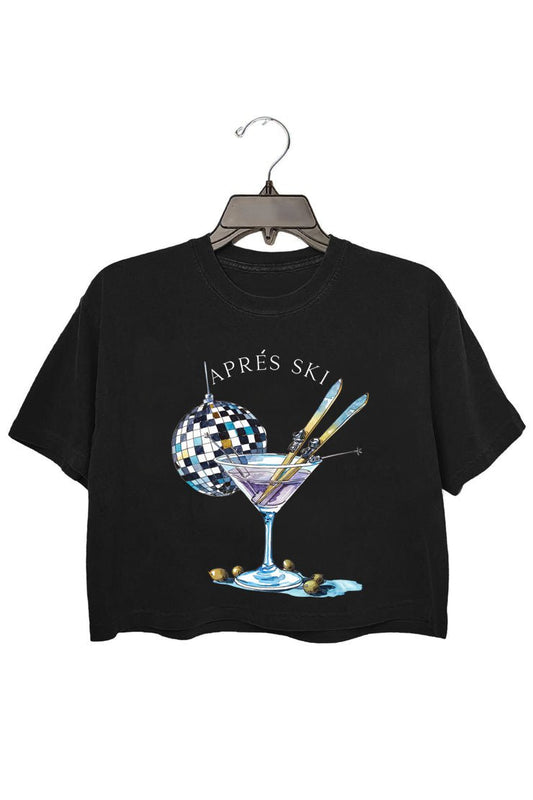 apres ski club ,skiing , Christmas Crop Tee For Women