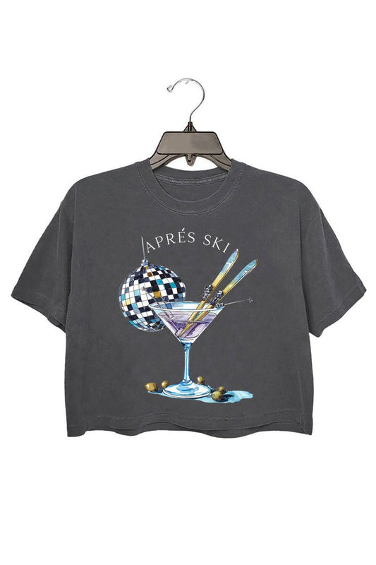 apres ski club ,skiing , Christmas Crop Tee For Women