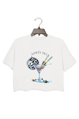 apres ski club ,skiing , Christmas Crop Tee For Women