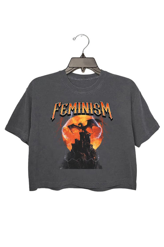 Vintage 90s Feminism Dragon Fantasy Crop Top For Women