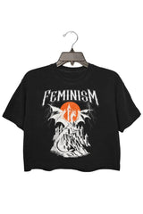 Feminism Dragon Castle Crop Top For Wpmen
