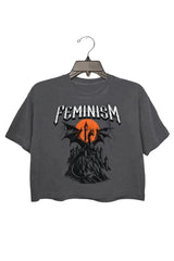 Feminism Dragon Castle Crop Top For Wpmen