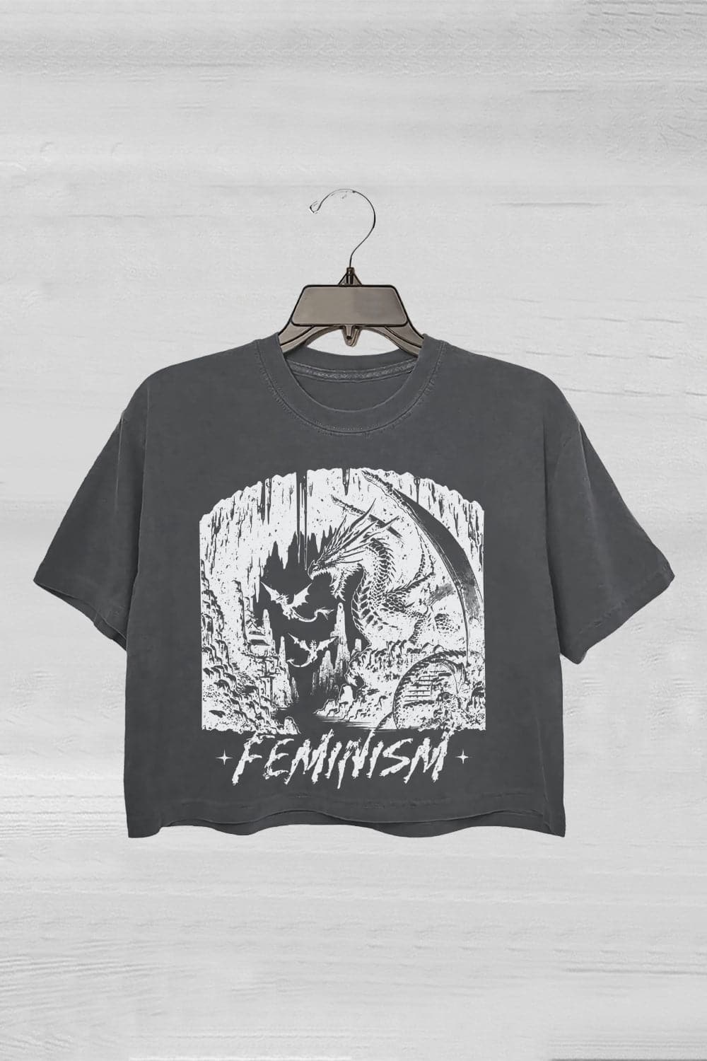 Feminism Dragon Fantasy Crop Tee For Women