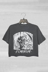 Feminism Dragon Fantasy Crop Tee For Women