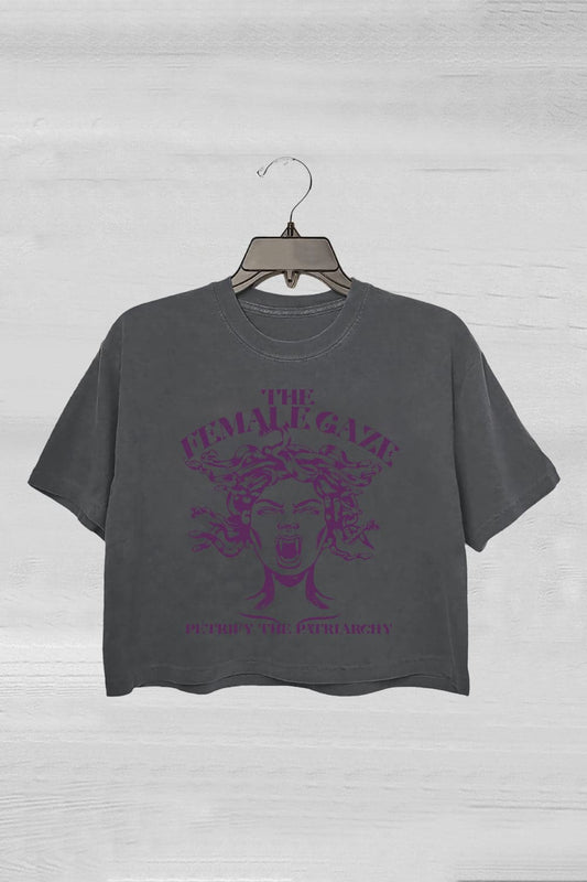The Female Gauze Petrify the Patriarchy Crop Tee For Women