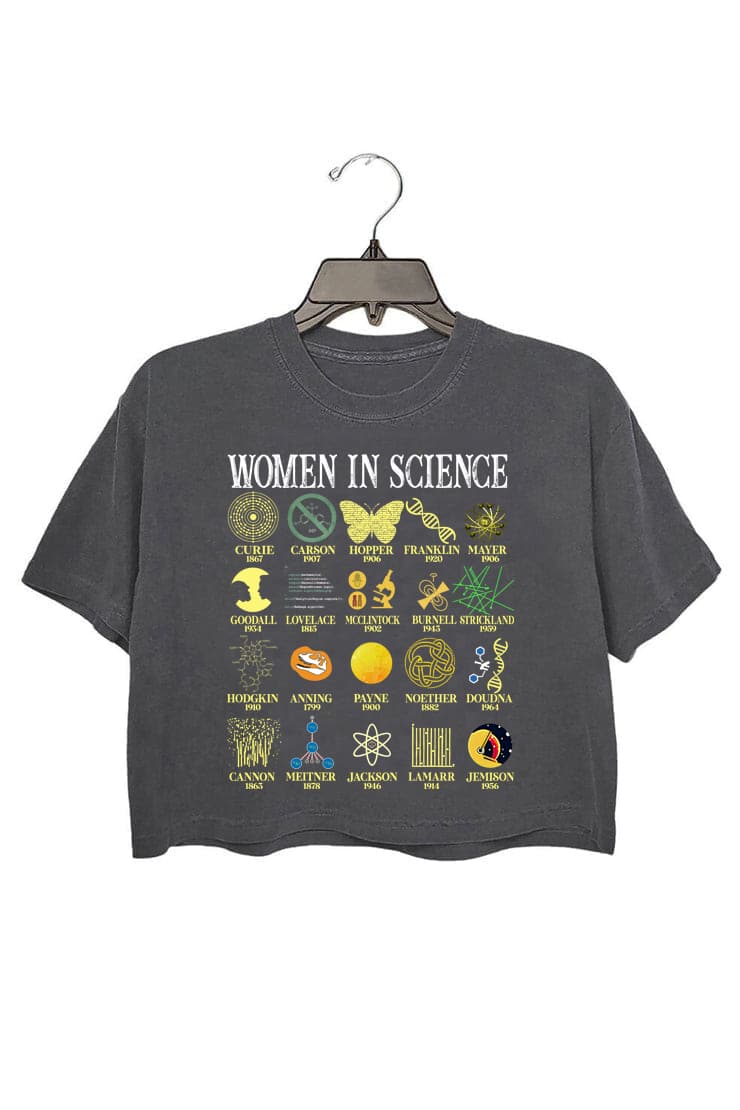 Retro Women in Science Crop Tee For Women