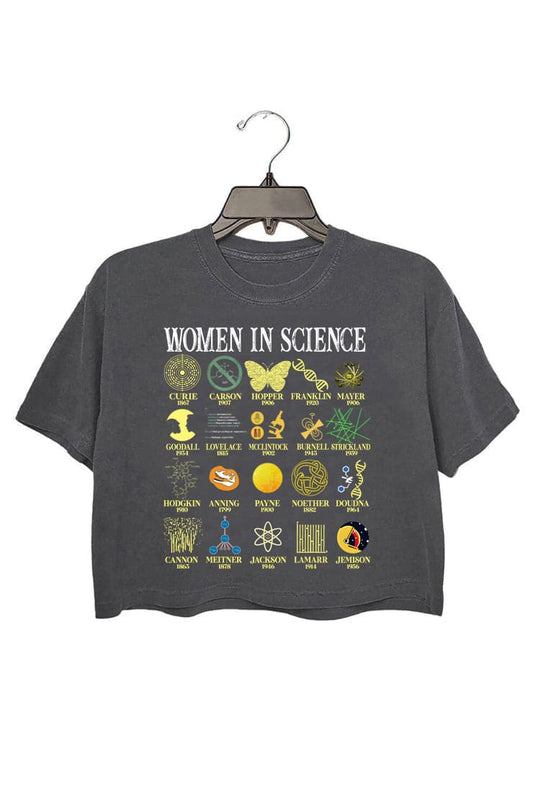 Retro Women in Science Crop Tee For Women