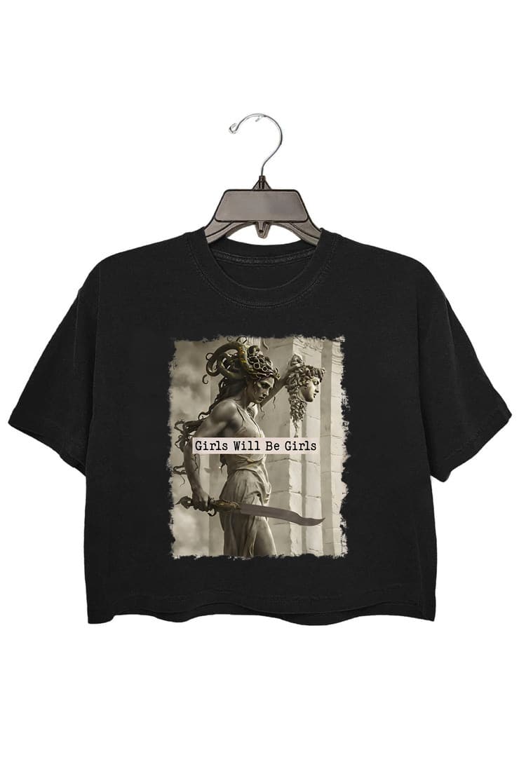 Medusa with the Head of Perseus crop top for women