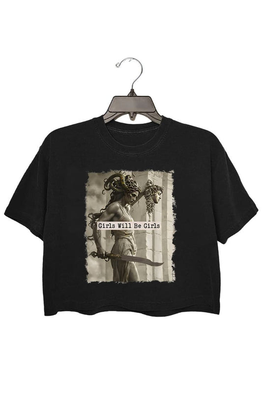 Medusa with the Head of Perseus crop top for women