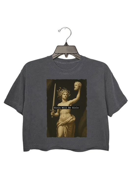 Medusa with the Head of Perseus crop top for women