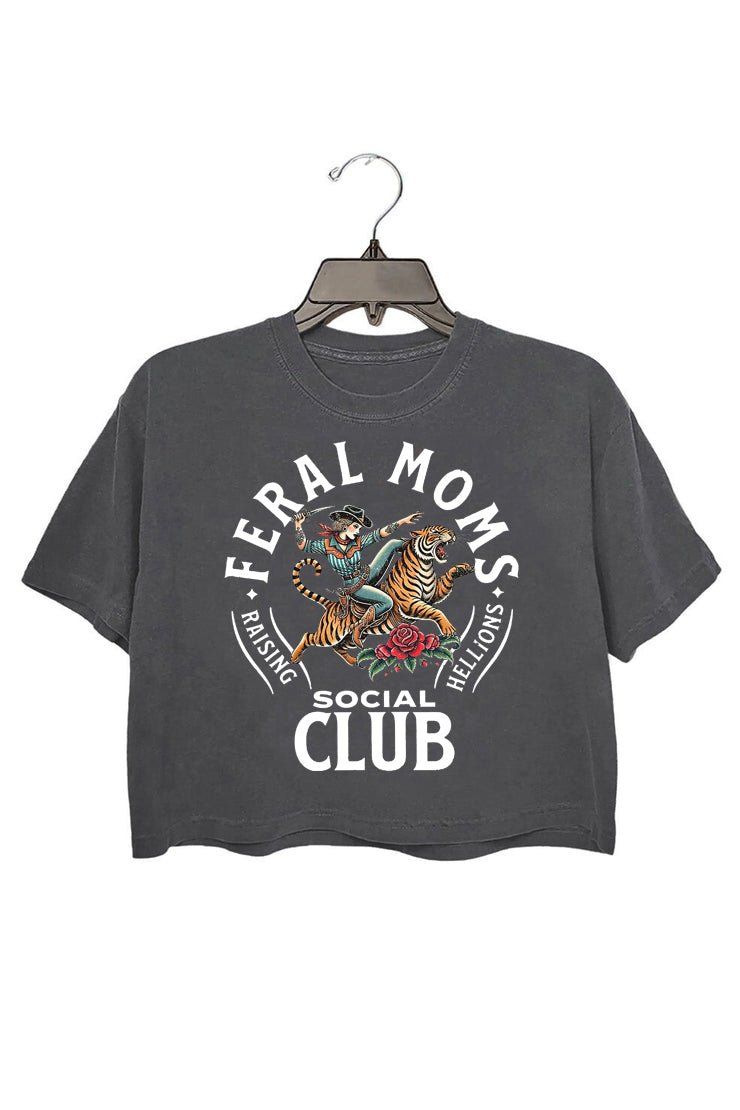 Feral Moms Social Club Crop Tee For Women