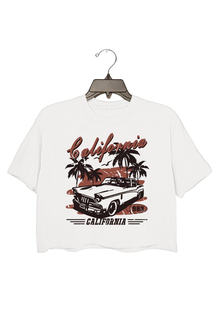 Women's short T-shirt with car prints