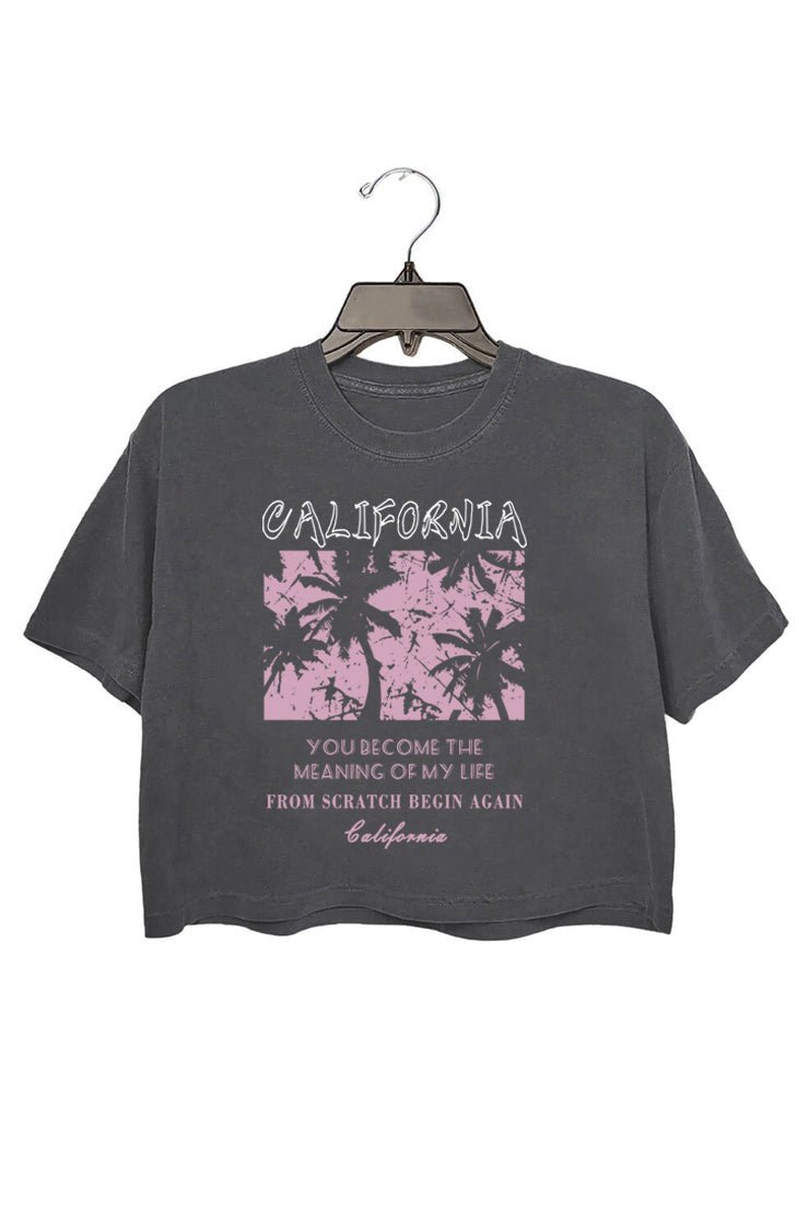 Women's Casual Coconut Tree Print crop tee