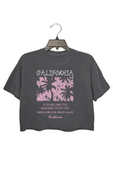 Women's Casual Coconut Tree Print crop tee
