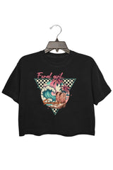 Summertime Y2K Baby Tee, Palm Tree and Flowers Cropped Top, Retro Design, Trendy Tee, Gift For Her, Graphic Womens Crop Tee, 90s Vibe Shirt