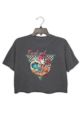 Summertime Y2K Baby Tee, Palm Tree and Flowers Cropped Top, Retro Design, Trendy Tee, Gift For Her, Graphic Womens Crop Tee, 90s Vibe Shirt