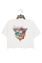 Summertime Y2K Baby Tee, Palm Tree and Flowers Cropped Top, Retro Design, Trendy Tee, Gift For Her, Graphic Womens Crop Tee, 90s Vibe Shirt