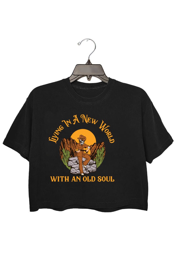 with an old soul crop tee for women