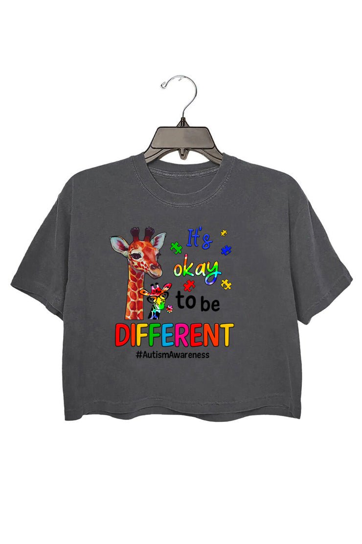 Its Ok To Be Different Autism Awareness Cute Giraffe Animal Women Graphic Tee
