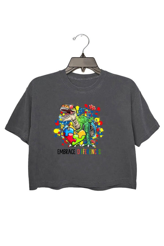 Embrace Differences Autism Awareness Dinosaur T-Shirt