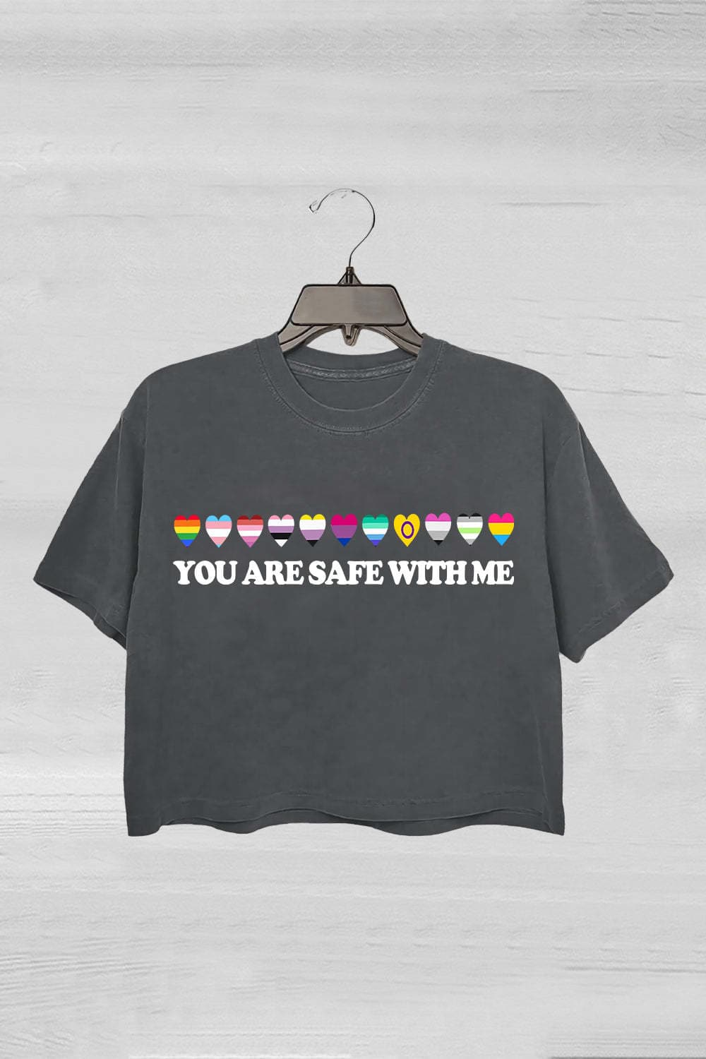 You are Safe with Me Crop Tee For Women
