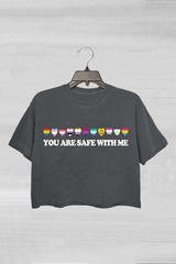You are Safe with Me Crop Tee For Women