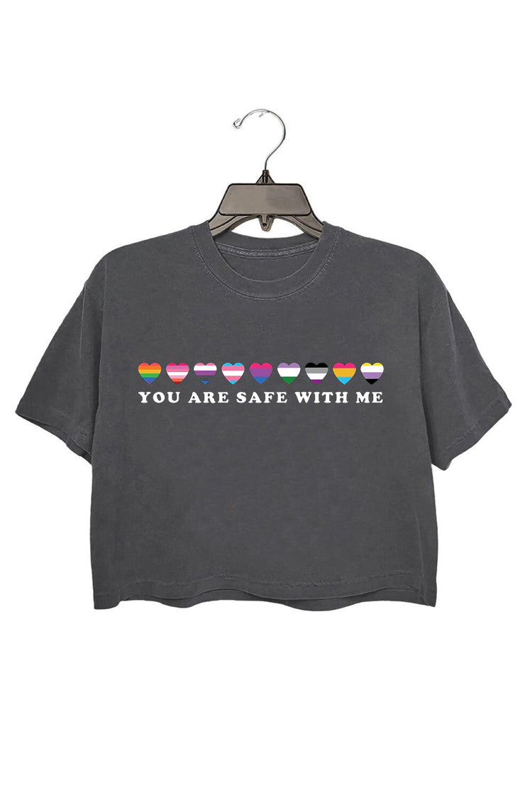 You are Safe with Me Crop Top For Women