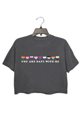 You are Safe with Me Crop Top For Women
