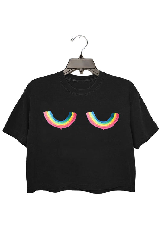 Rainbow Titties Lgbt Queer Crop Tee For Women