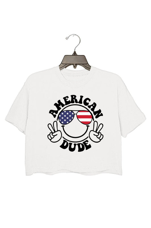 American Dude Crop Tee For Women