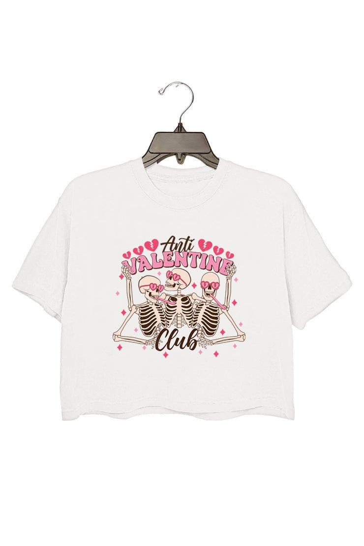 anti valentine's day club print t shirt casual short sleeve