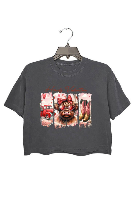 Howdy Valentine Crop Tee For Women