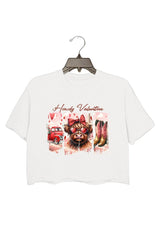 Howdy Valentine Crop Tee For Women