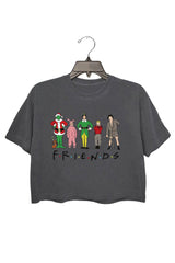 Friends Crewneck Christmas Graphic Crop Tee For Women