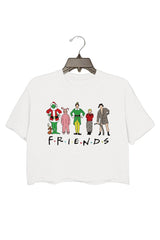 Friends Crewneck Christmas Graphic Crop Tee For Women