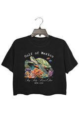 GULF OF MEXICO ESTD 1550 CROP TEE FOR WOMEN