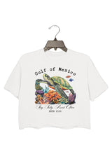 GULF OF MEXICO ESTD 1550 CROP TEE FOR WOMEN