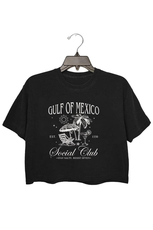 GULF OF MEXICO EST 1550 STAY SALTY RESIST OFTEN CROP TOP FOR WOMEN