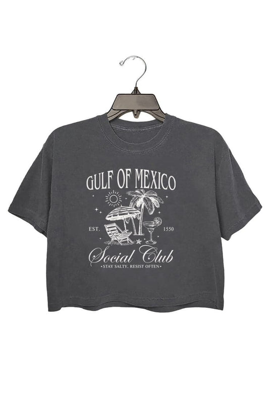 GULF OF MEXICO EST 1550 STAY SALTY RESIST OFTEN CROP TOP FOR WOMEN