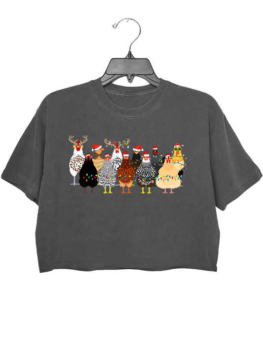 Christmas Chickens Crop Top For Women