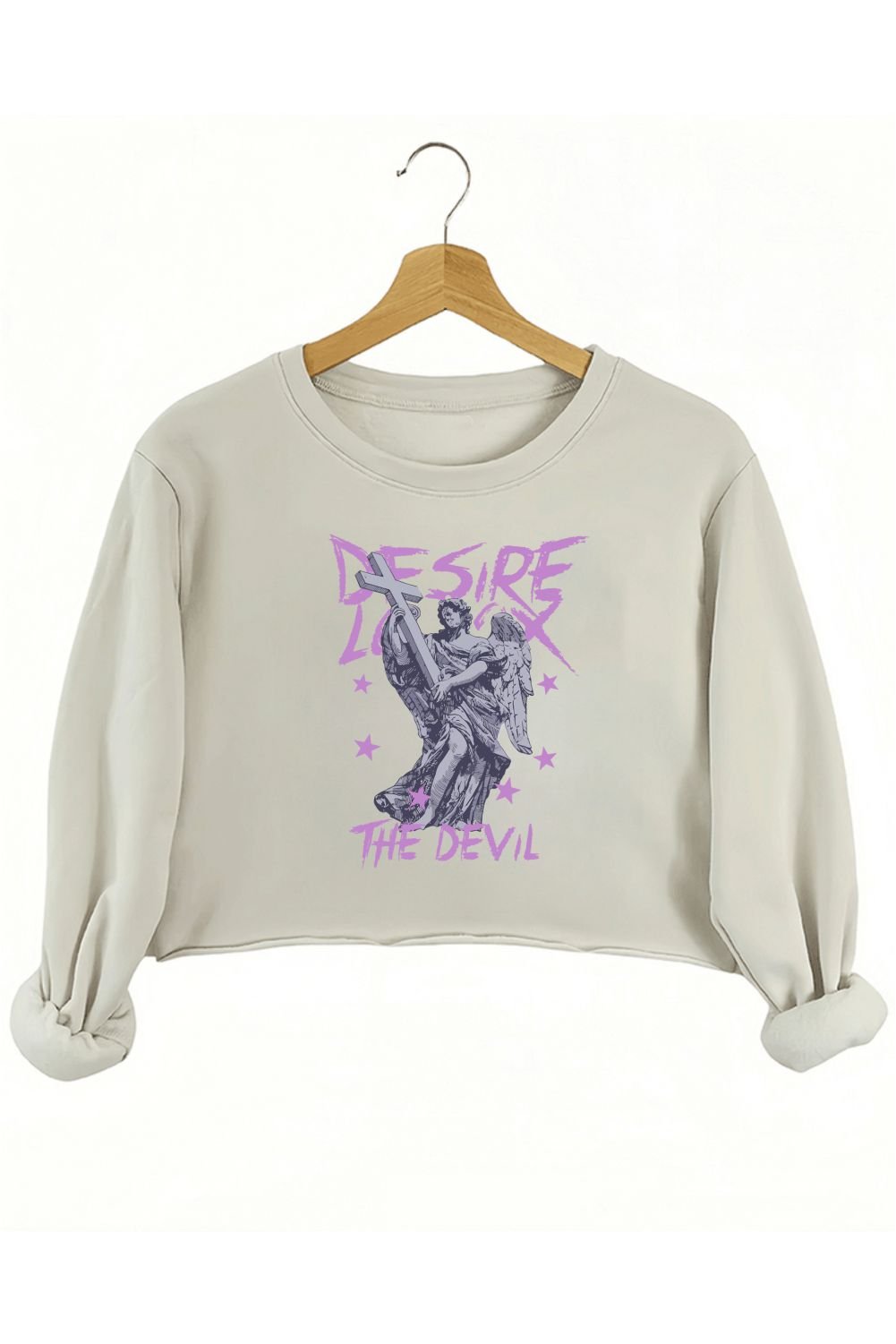The Devil  print crop sweatshirt  women casual