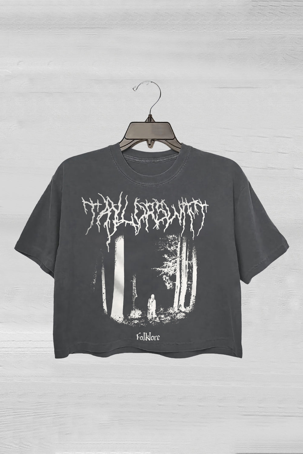 Folklore Black Metal Crop Tee For Women