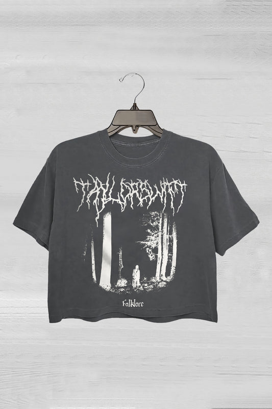 Folklore Black Metal Crop Tee For Women