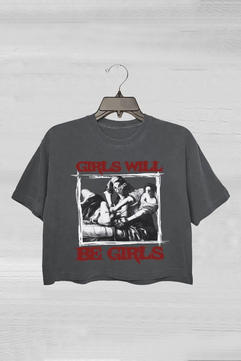 Girls Will Be Girls Black Metal Crop Tee